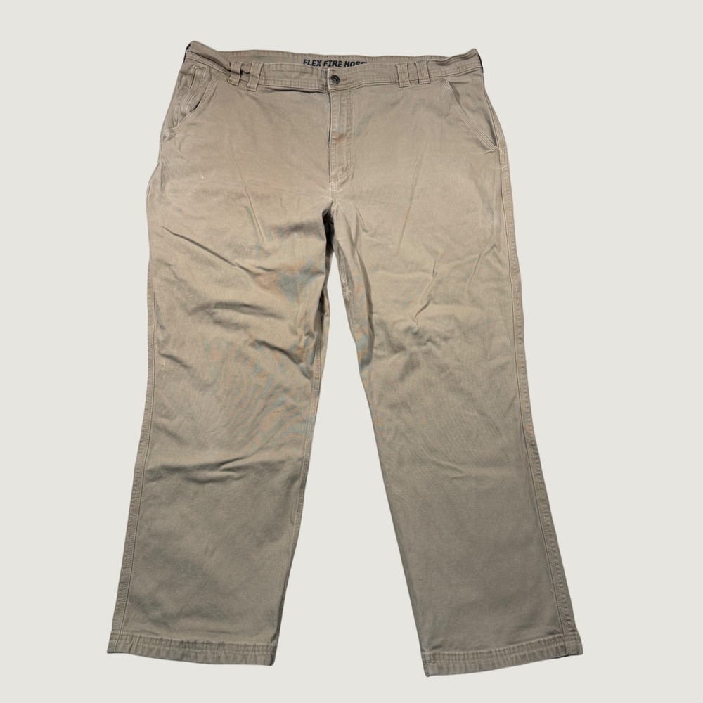 Duluth Trading Co Flex Fire Hose Foreman Pants Mens 46x30 Tan Relaxed Fit Work